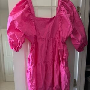a new day Bright Pink Kids Dress with Puff Sleeves